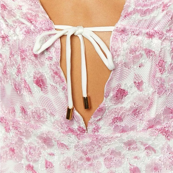 White & Pink Floral Halter Spring Dress - Beginning Boutique - Picture 4 of 5